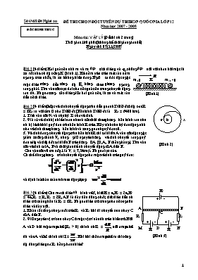 Đề và đáp án thi học sinh giỏi quốc gia Vật lí lớp 12 - Năm học 2007-2008 - Sở GD & ĐT Nghệ An